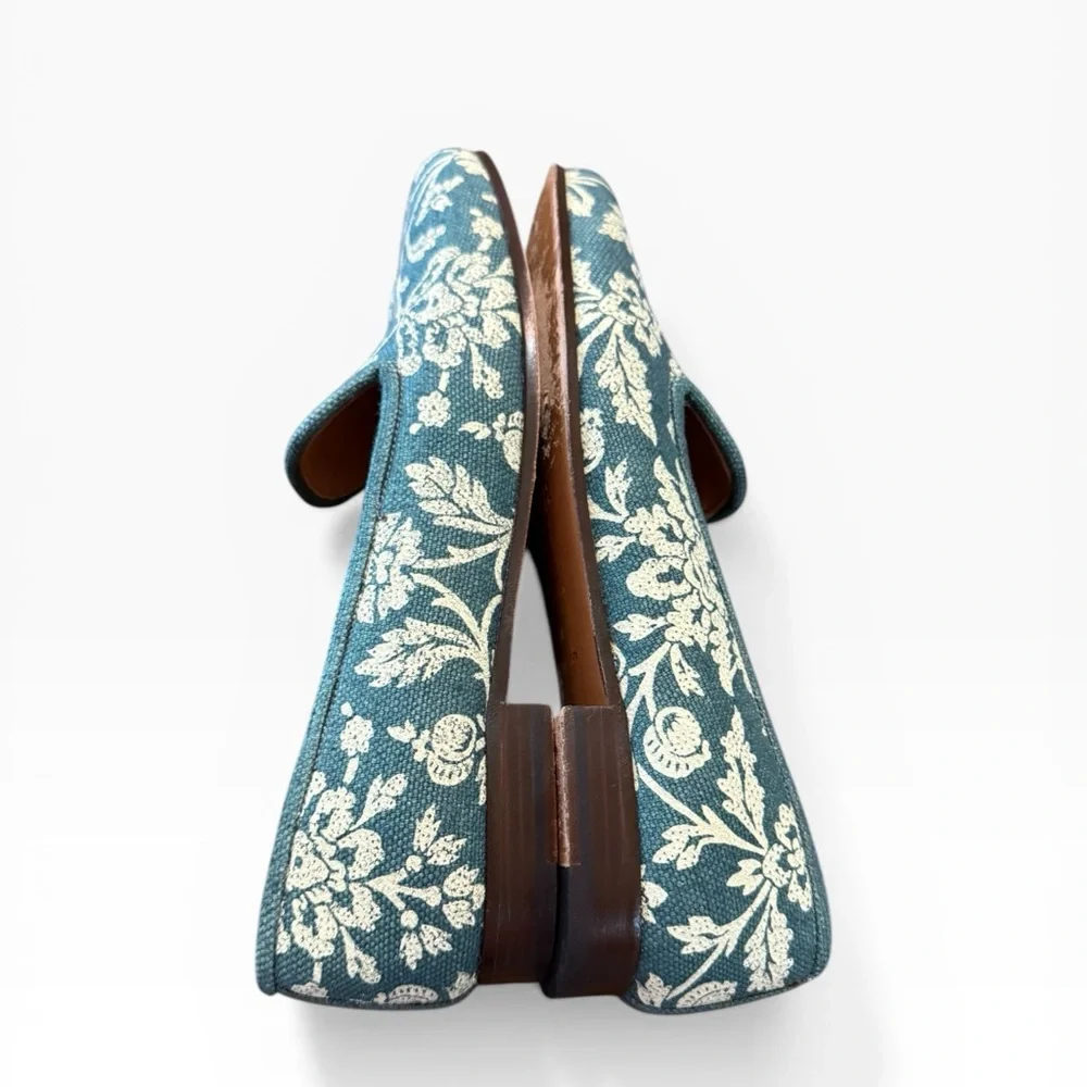 Stubbs & Wootton x Gracie Studio Green Floral Leaf Canvas Loafers Size 10